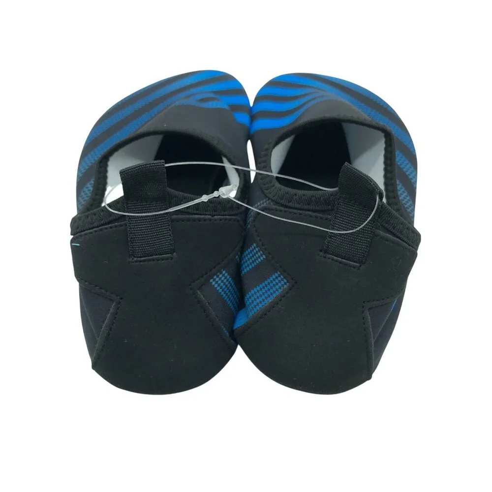 Cituo Boys Water Shoes Slip On Fabric Striped Blue Black Size 34/35 US 1/1.5